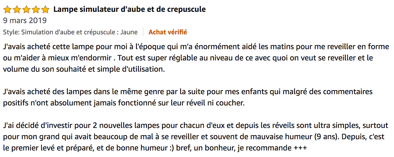 commentaire Philips Eveil Lumière HF3510